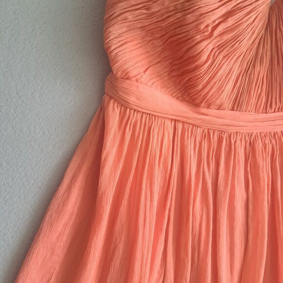 J.Crew Rose Pink Nadia Dress Women’s 10 Silk Chiffon Strapless Peach Romantic - Picture 2 of 12
